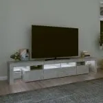 Comodă TV cu lumini LED, gri beton, 230×36,5x40cm