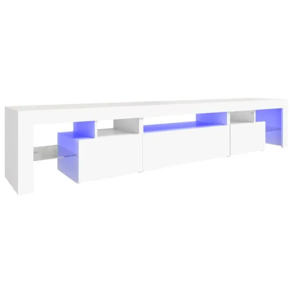 Comode TV cu lumini LED, alb,215×36,5×40