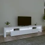 Comode TV cu lumini LED, alb,215×36,5×40