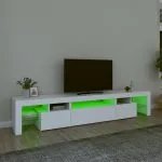 Comode TV cu lumini LED, alb,215×36,5×40