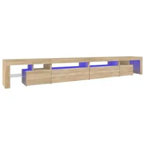 Comodă TV cu lumini LED, stejar sonoma, 290×36,5×40 cm