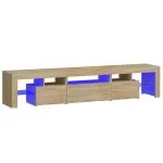 Comodă TV cu lumini LED, stejar sonoma, 200×36,5×40 cm