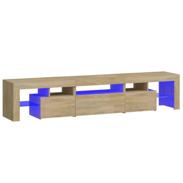 Comodă TV cu lumini LED, stejar sonoma, 200×36,5×40 cm