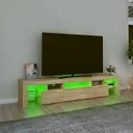 Comodă TV cu lumini LED, stejar sonoma, 200×36,5×40 cm
