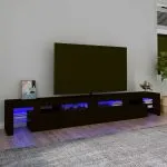 Comodă TV cu lumini LED, negru, 260×36,5x40cm