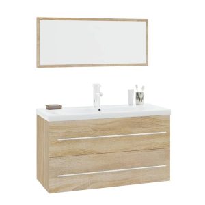 Set mobilier de baie, 3 piese, stejar sonoma