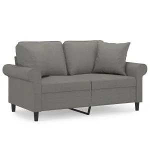 Canapea cu 2 locuri cu perne&pernuțe gri închis 120 cm textil