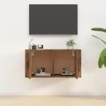 Dulap TV montat pe perete, stejar fumuriu, 80×34,5×40 cm