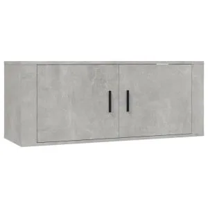 Dulap TV montat pe perete, gri beton, 100×34,5×40 cm
