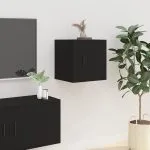Dulapuri TV montate pe perete, 2 buc., negru, 40×34,5×40 cm