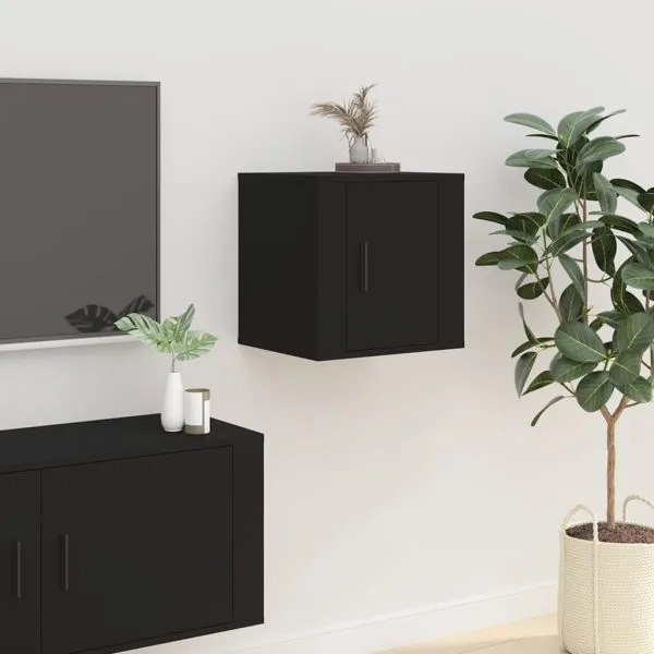 Dulapuri TV montate pe perete, 2 buc., negru, 40×34,5×40 cm