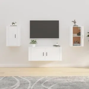 Dulapuri TV montate pe perete, 2 buc., alb, 40×34,5×60 cm
