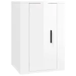 Dulap TV montat pe perete, alb extralucios, 40×34,5×60 cm