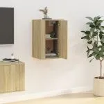 Dulap TV montat pe perete, stejar sonoma, 40×34,5×60 cm