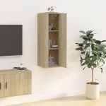Dulap TV montat pe perete, stejar sonoma, 40×34,5×100 cm
