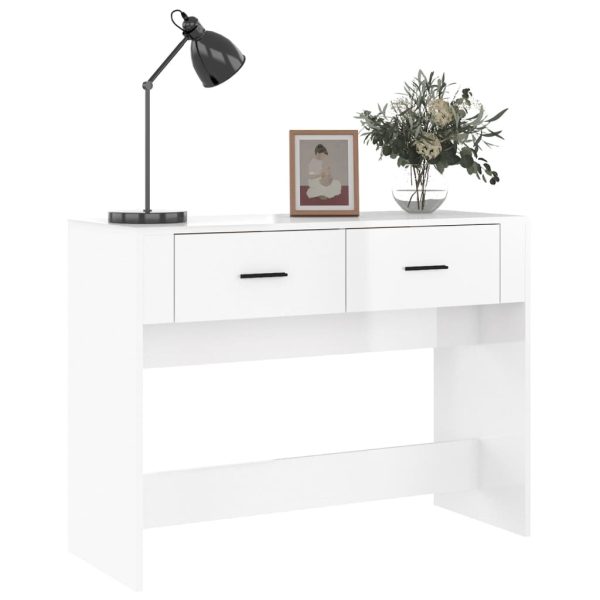 Măsuță consolă, alb extralucios, 100x39x75 cm, lemn compozit
