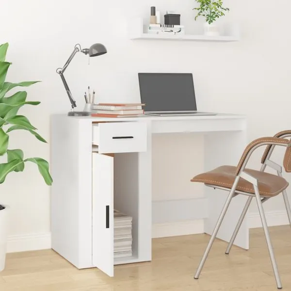 Birou, alb, 100x49x75 cm, lemn prelucrat