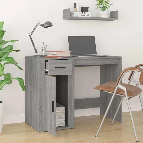 Birou, gri sonoma, 100x49x75 cm, lemn prelucrat