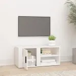 Comodă TV, alb, 80×31,5×36 cm, lemn prelucrat