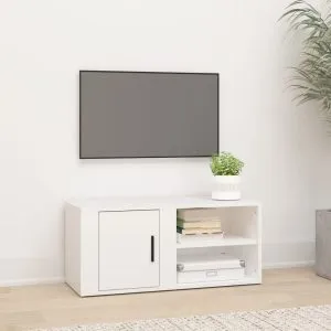 Comodă TV, alb, 80×31,5×36 cm, lemn prelucrat