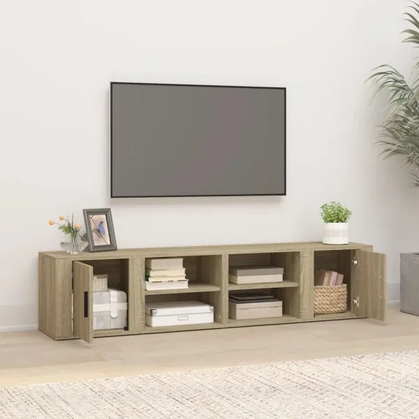 Comode TV, 2 buc., stejar sonoma, 80×31,5×36 cm, lemn prelucrat