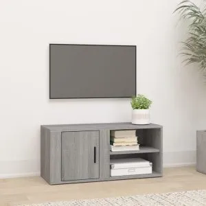 Comodă TV, gri sonoma, 80×31,5×36 cm, lemn prelucrat