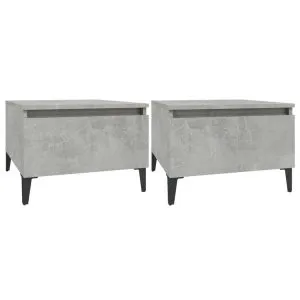 Mese laterale, 2 buc., gri beton, 50x46x35 cm, lemn compozit