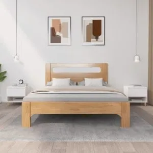 Noptiere, 2 buc., alb, 50x46x50 cm, lemn prelucrat