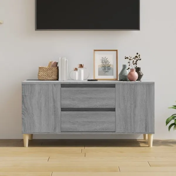 Comodă TV, gri sonoma, 102×44,5×50 cm, lemn prelucrat