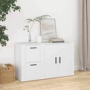 Servantă, alb, 100x33x59,5 cm, lemn prelucrat