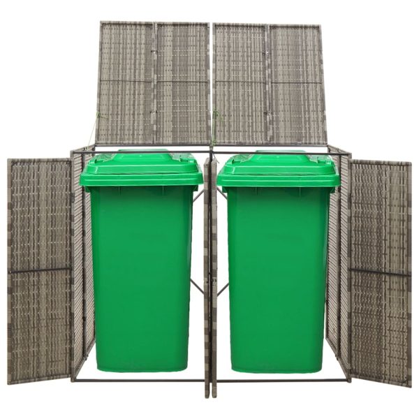 Magazie de pubele dublă, gri, 140x80x117 cm, poliratan