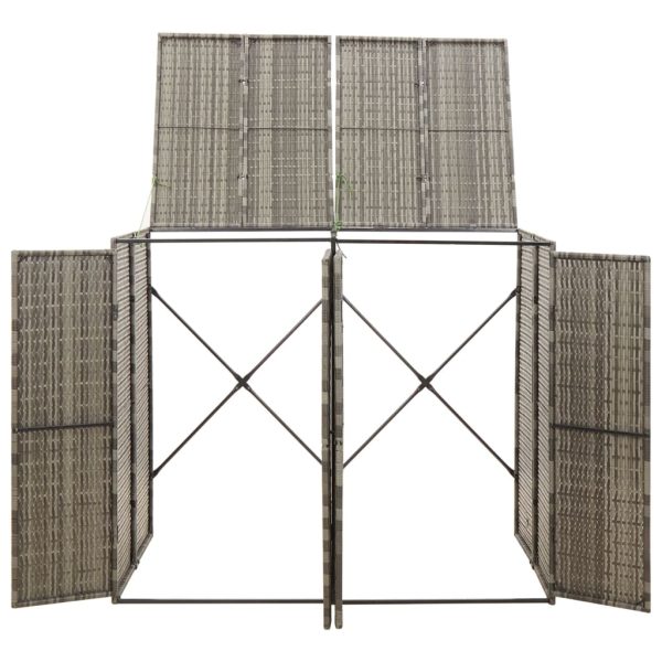 Magazie de pubele dublă, gri, 140x80x117 cm, poliratan