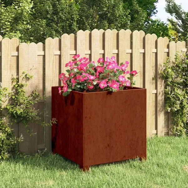Jardinieră cu picioare, ruginiu, 42x40x43 cm, oțel corten