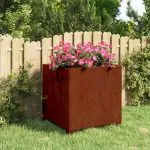 Jardinieră cu picioare, ruginiu, 49x47x50 cm, oțel corten