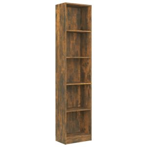 Bibliotecă 5 niveluri stejar fumuriu 40x24x175 cm lemn compozit