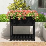 Jardinieră cu raft, negru, 82,5×82,5×81 cm, lemn masiv de pin