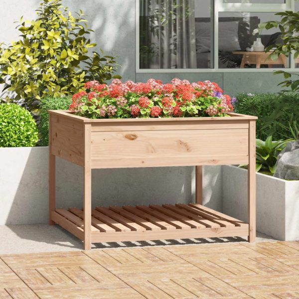 Jardinieră cu raft, 111,5×111,5×81 cm, lemn masiv de pin