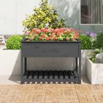 Jardinieră cu raft, gri, 111,5×111,5×81 cm, lemn masiv de pin