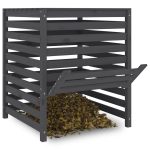 Compostor, gri, 82,5×82,5×99,5 cm, lemn masiv de pin