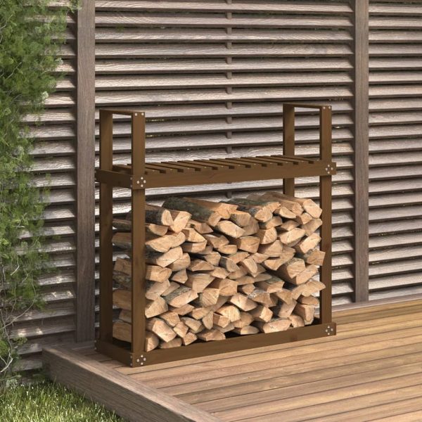 Rastel lemne de foc, maro miere, 110x35x108,5 cm lemn masiv pin