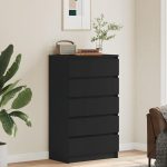 Dulap cu sertar, negru, 60x36x103 cm, lemn prelucrat