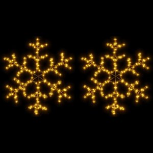 Figurină Fulg de Zăpadă de Crăciun LED 2 buc. alb cald 59×59 cm