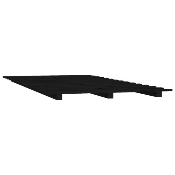 Cadru de pat, negru, 135×190 cm, lemn masiv de pin