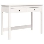 Birou cu sertare, alb, 100x50x78 cm, lemn masiv de pin