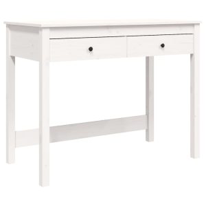 Birou cu sertare, alb, 100x50x78 cm, lemn masiv de pin