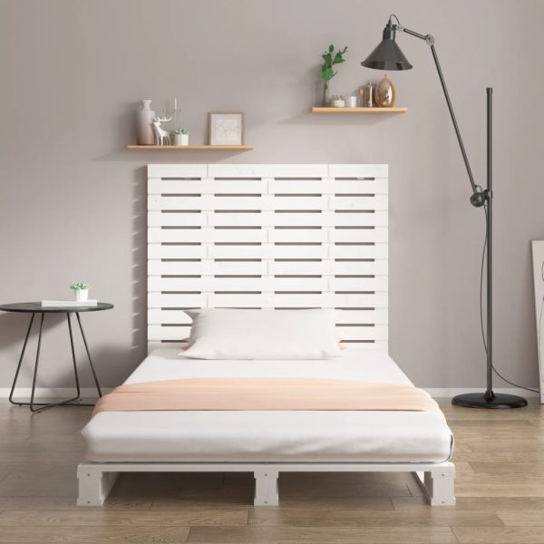 Tăblie de pat pentru perete, alb, 146x3x91,5 cm, lemn masiv pin