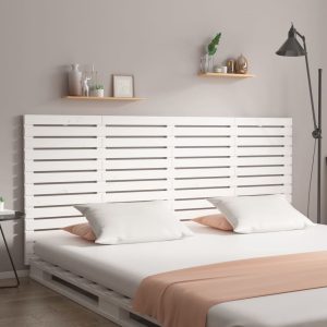 Tăblie de pat pentru perete, alb, 166x3x91,5 cm, lemn masiv pin
