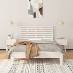 Tăblie de pat pentru perete, alb, 146x3x63 cm, lemn masiv pin