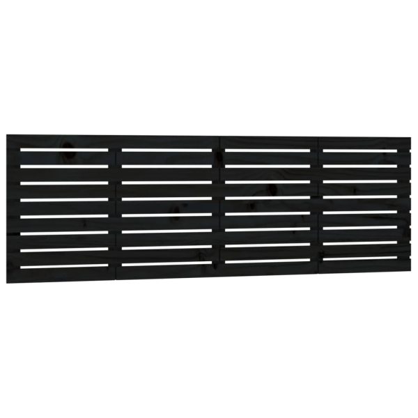 Tăblie de pat pentru perete, negru, 186x3x63 cm lemn masiv pin
