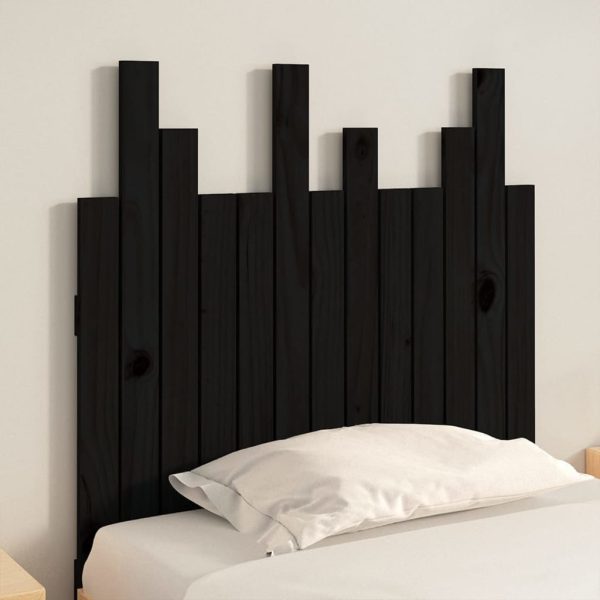 Tăblie de pat pentru perete, negru, 82,5x3x80 cm lemn masiv pin
